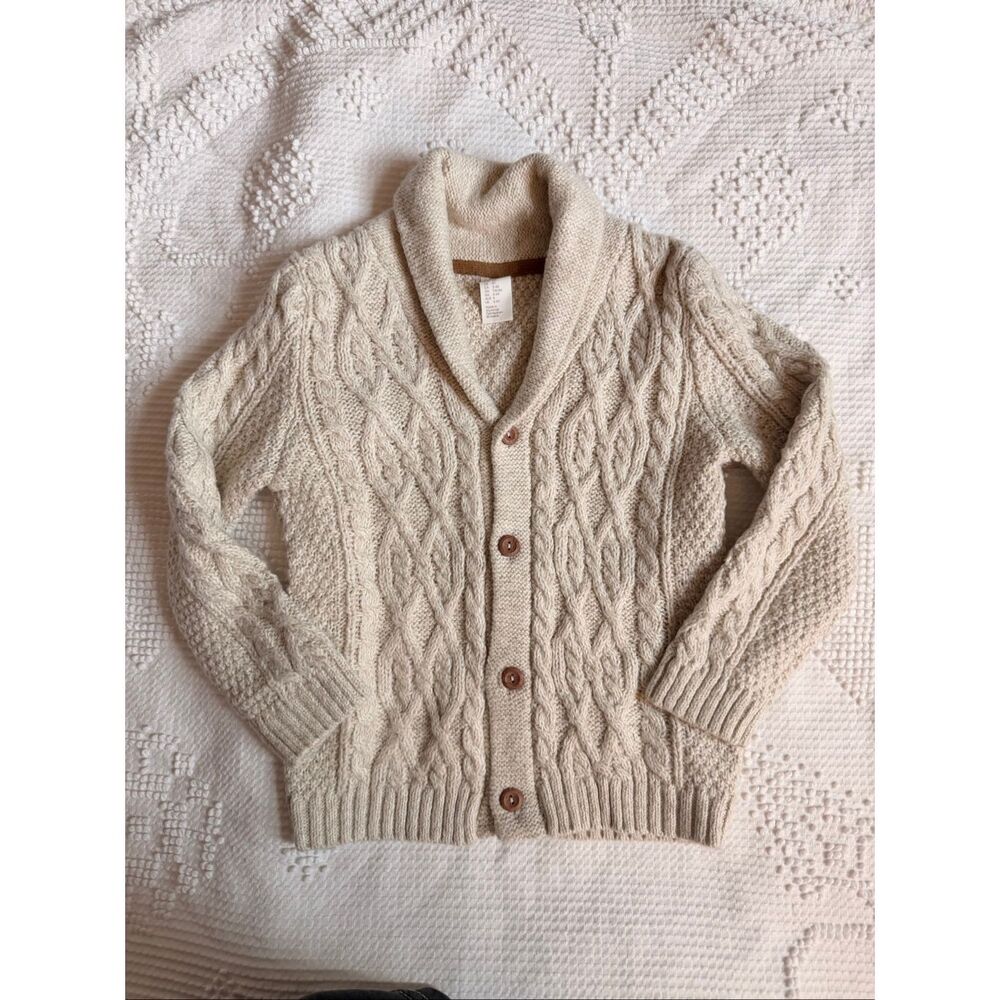 H&M Kids 4T Cable Knit Shawl Cardigan Oatmeal